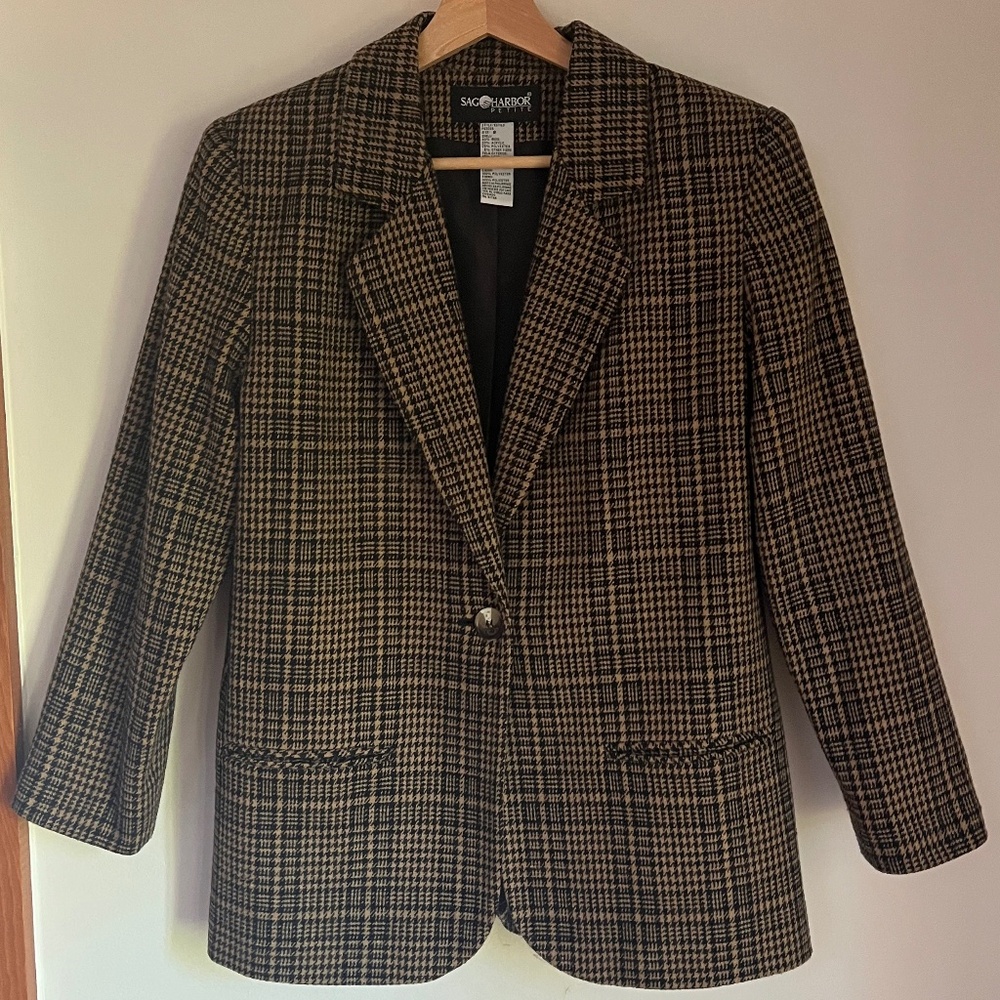 Vintage 1975 SAG HARBOR Prince of Wales Check Wool Blazer_ Size 8